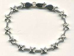 Sterling Silver Bead/Bow Link Bracelet