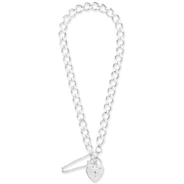 Sterling Silver Flat Diamond Cut Padlock Bracelet