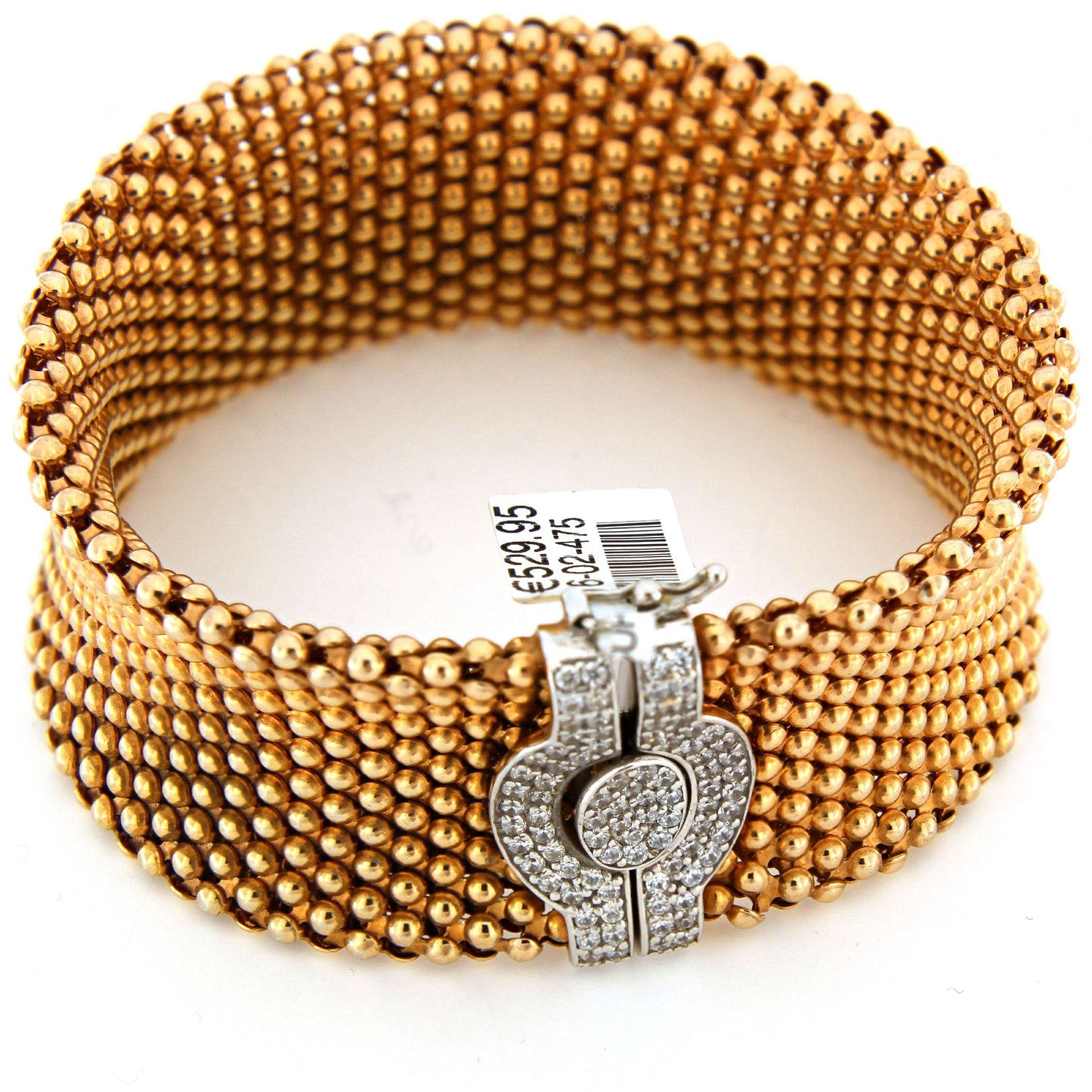 Sterling Silver & Rose Cuff Bracelet Cubic Set