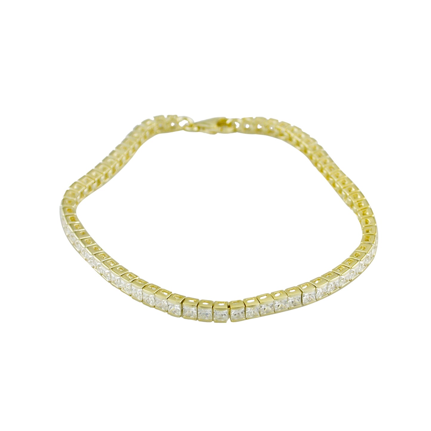 Sterling Silver Cubic Zirconia Tennis Bracelet In Yellow
