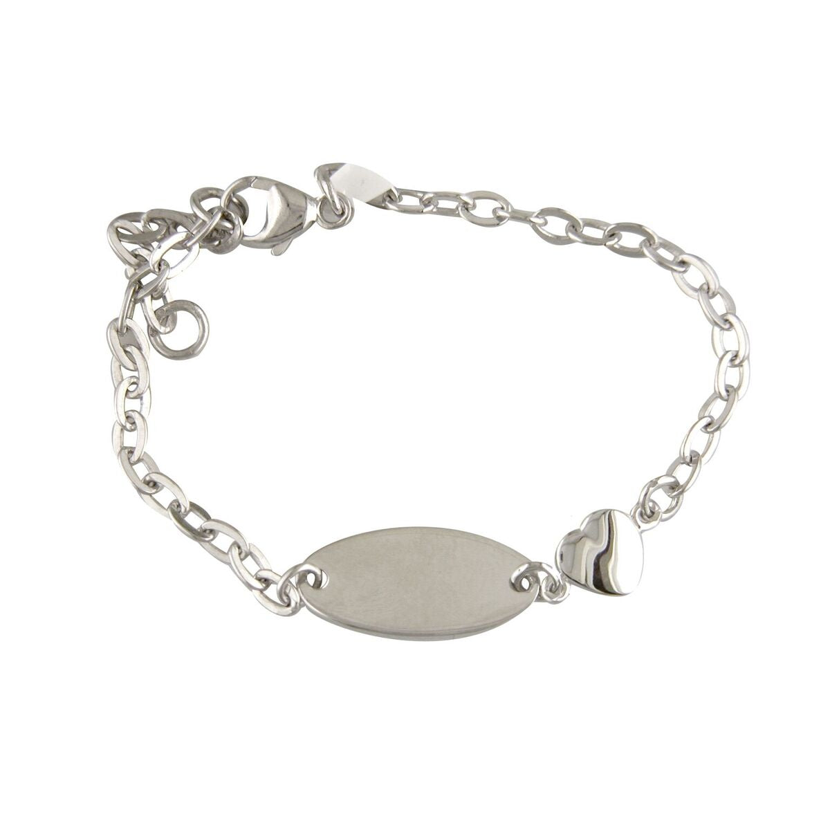 Sterling Silver Heart I.D Bracelet