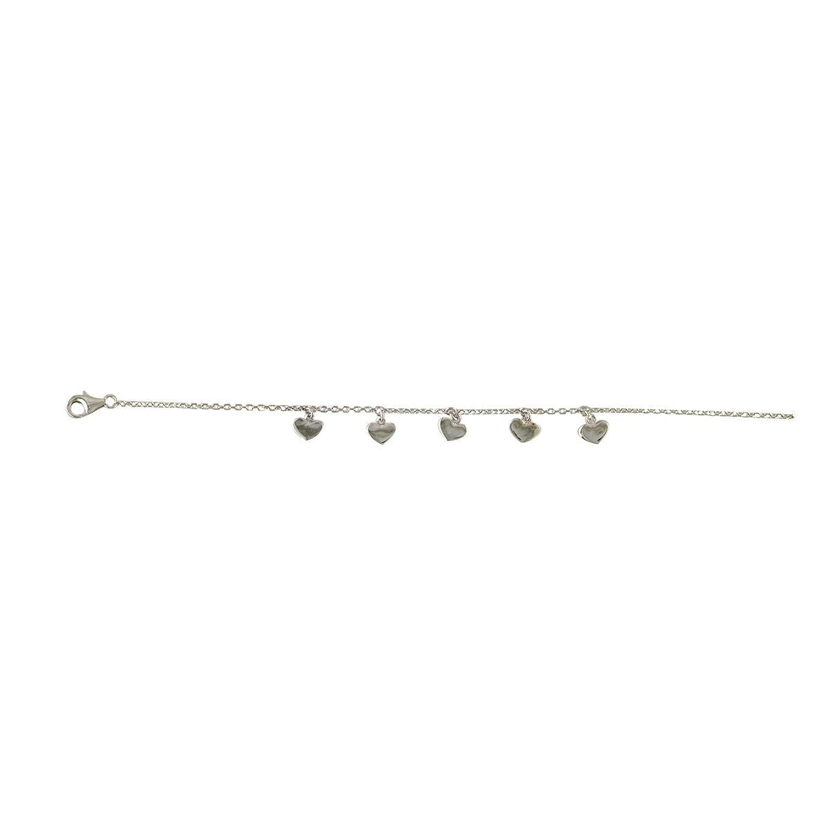 Sterling Silver Cubic Zirconia Heart Charm Bracelet