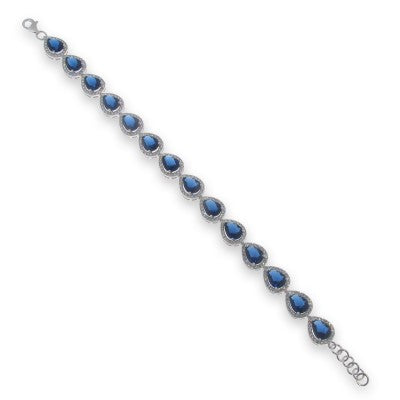 Sterling Silver Cubic Zirconia And Blue Bracelet