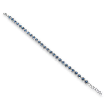 Sterling Silver Blue Cubic Zirconia Bracelet