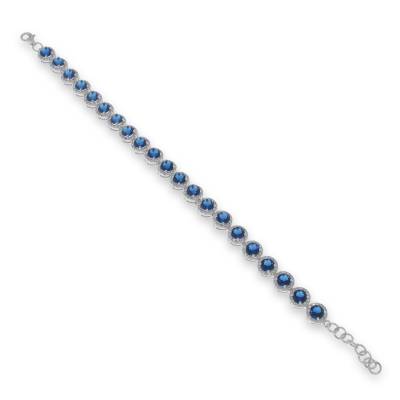 Sterling Silver Blue Cubic Zirconia Bracelet