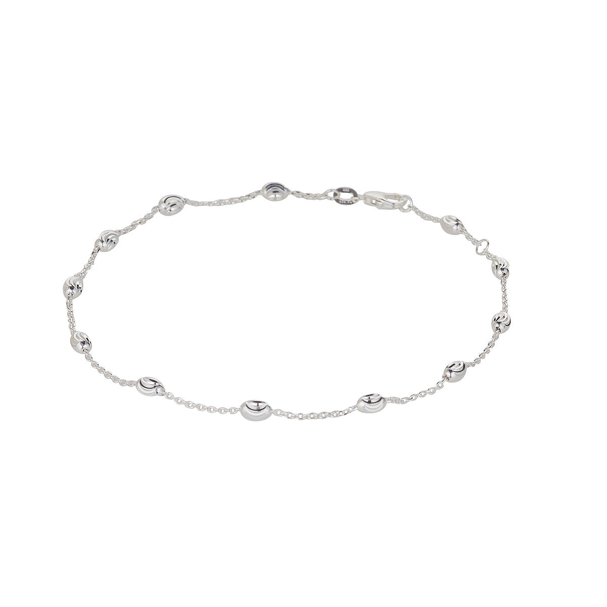 Sterling Silver Beaded Anklet
