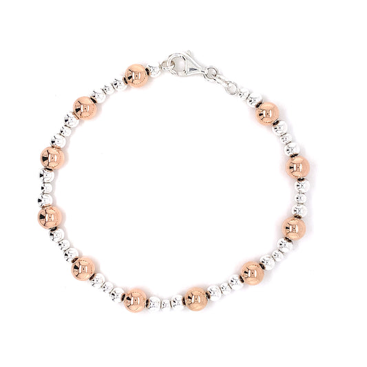 Sterling Silver And Rose Ball Bracelet