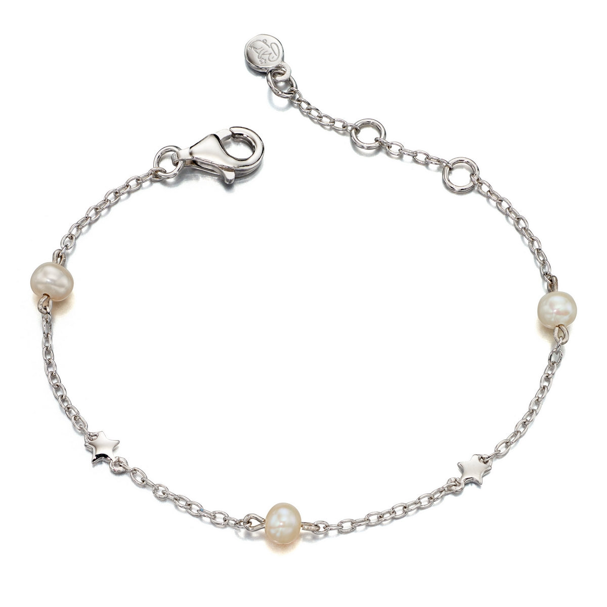 Sterling Silver Childs Pearl And Star 'Anja' Bracelet