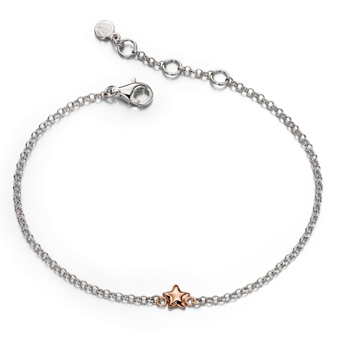 Sterling Silver And Rose Plated Star Childs Bracelet