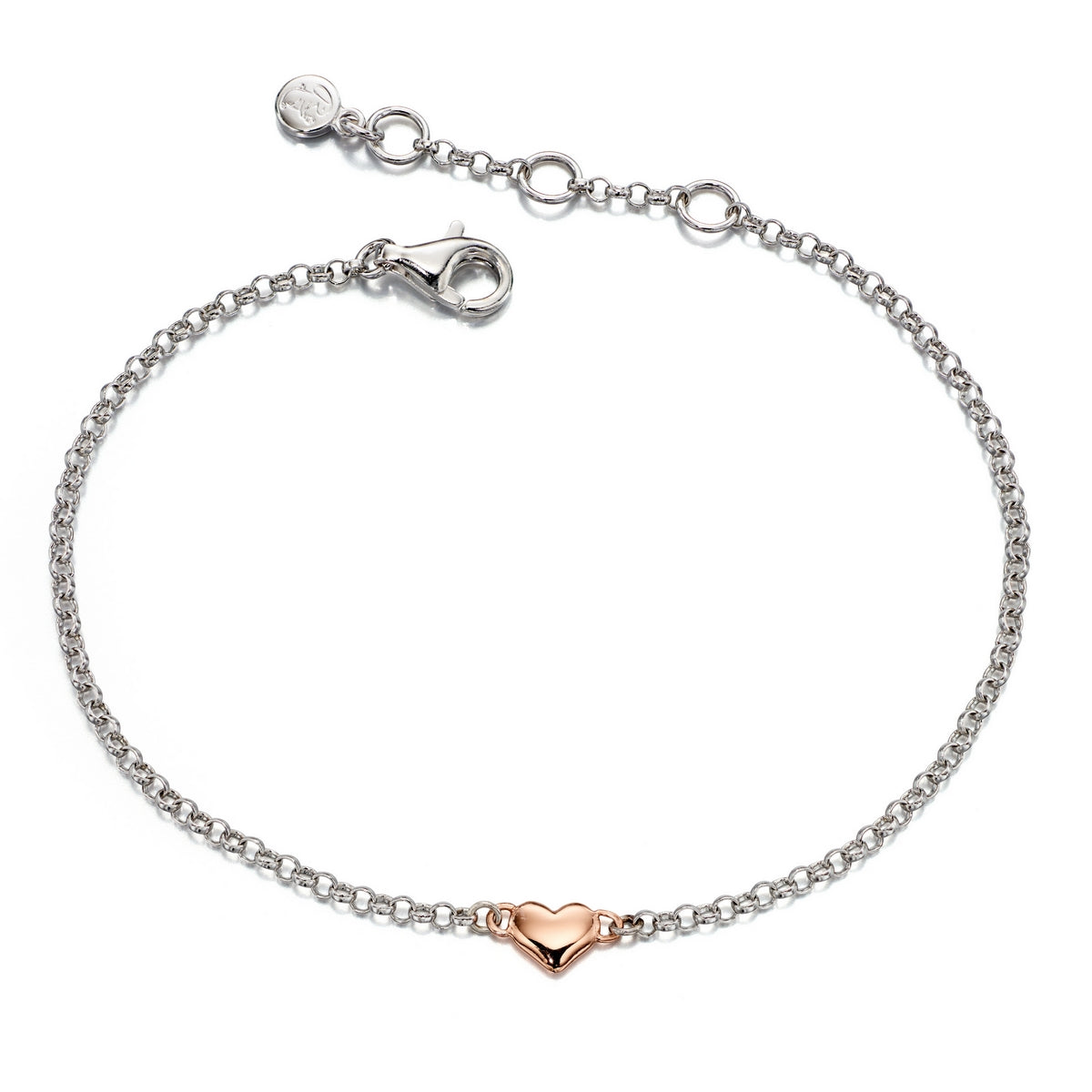Sterling Silver Childs Rose Heart 'Georgiana' Bracelet