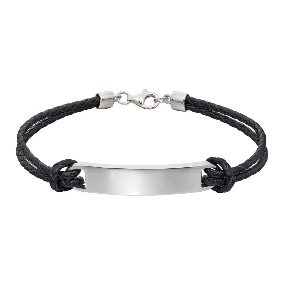 Sterling Silver Childs Id Leather 'Reece' Bracelet