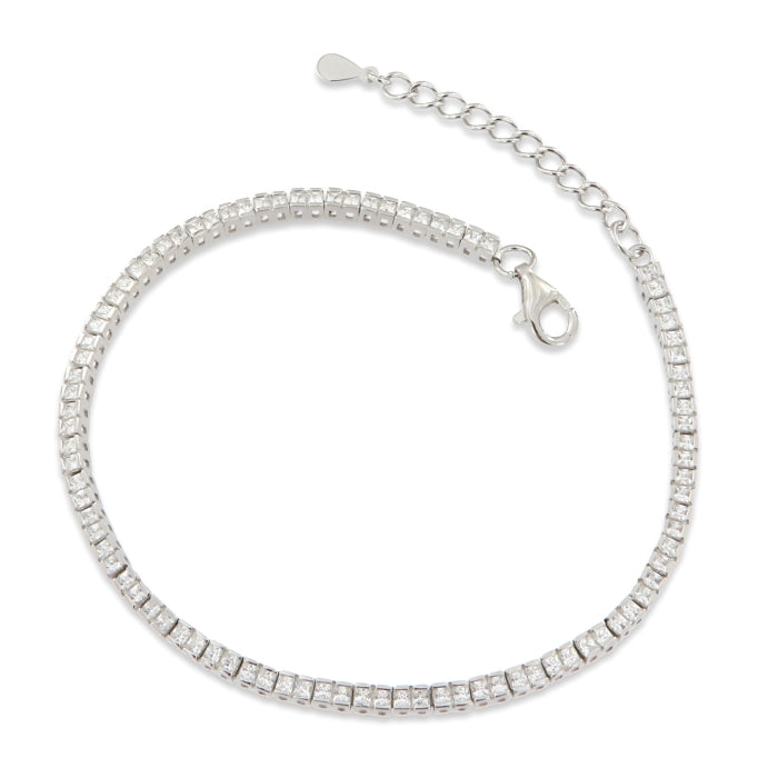 Sterling Silver Cubic Zirconia Square Tennis Bracelet