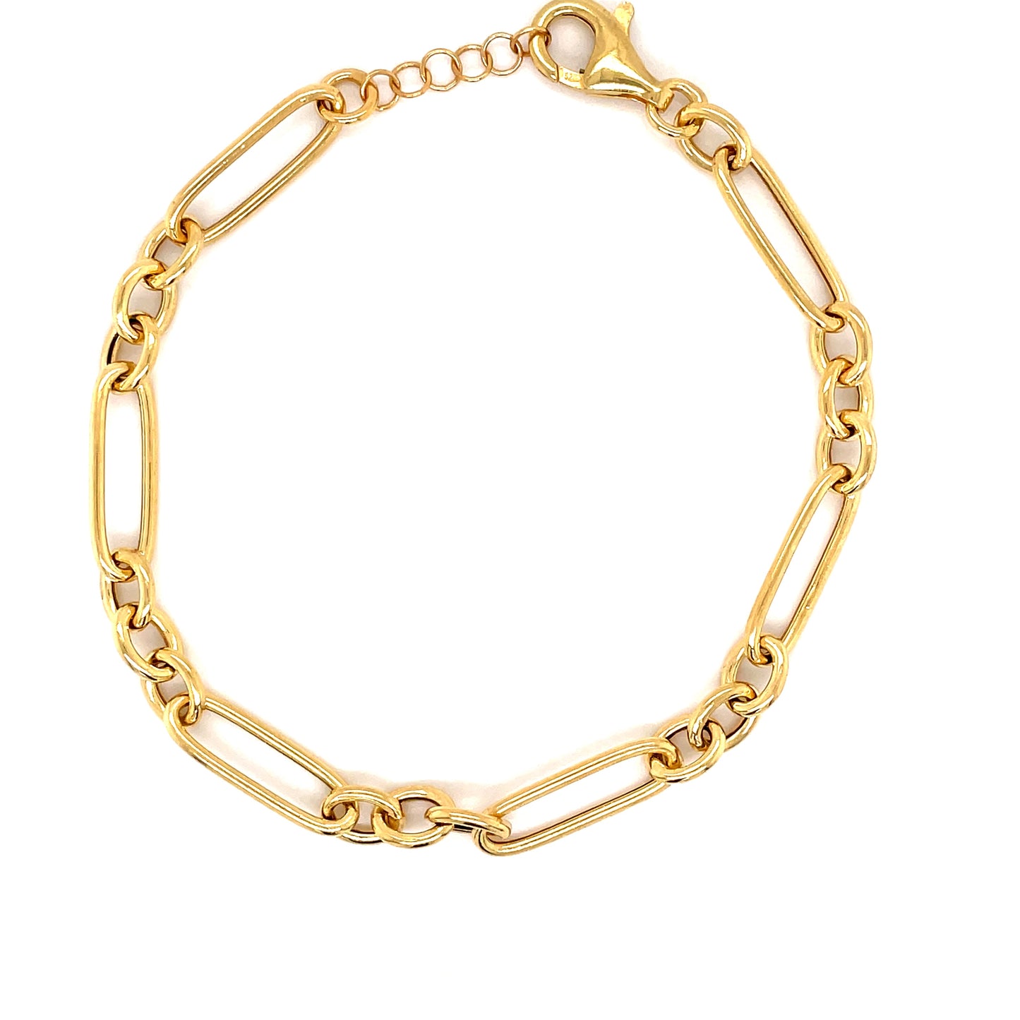 Sterling Silver Gold Plated Figaro Link Bracelet