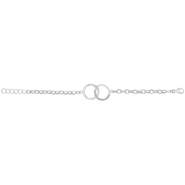 Sterling Silver Cubic Zirconia Double Circle Bracelet