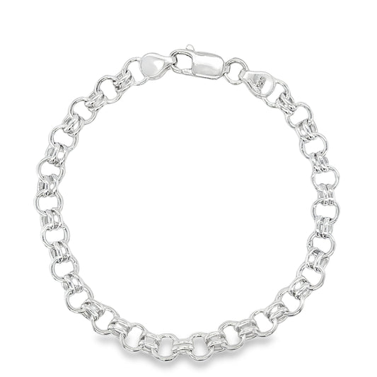 Sterling Silver 7.5' Two-One Cable Link Bracelet