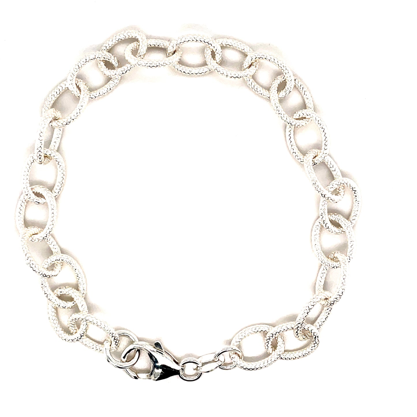 Sterling Silver 7.5' Textured Curb Bracelet