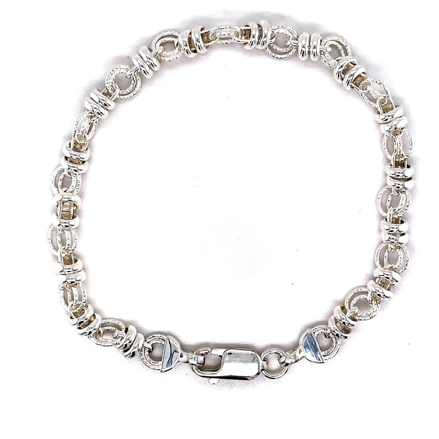 Sterling Silver 7.5' Handmade Round Link Bracelet