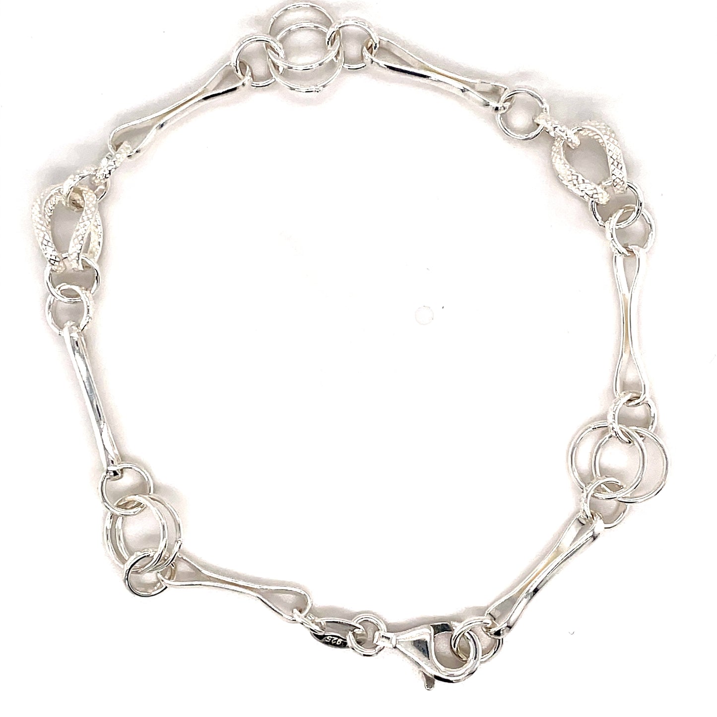 Sterling Silver 7.5' Twist And Circle Link Bracelet