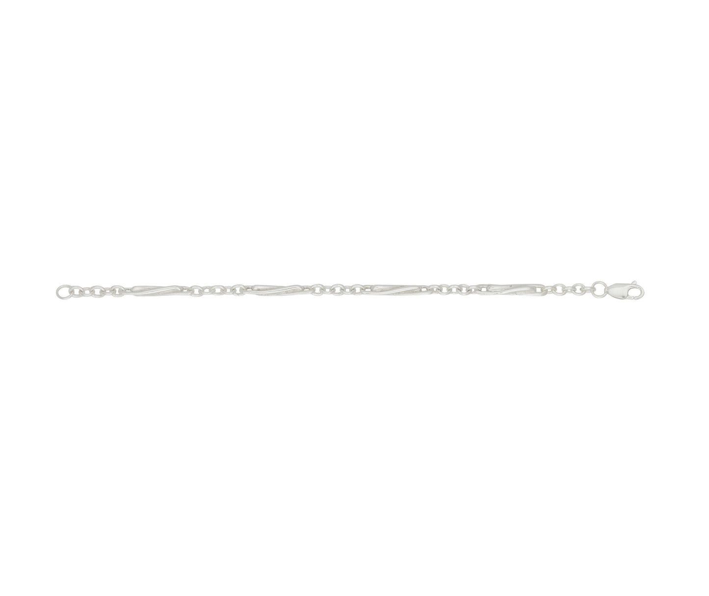 Sterling Silver Twisted Trombone Link 21cm Bracelet