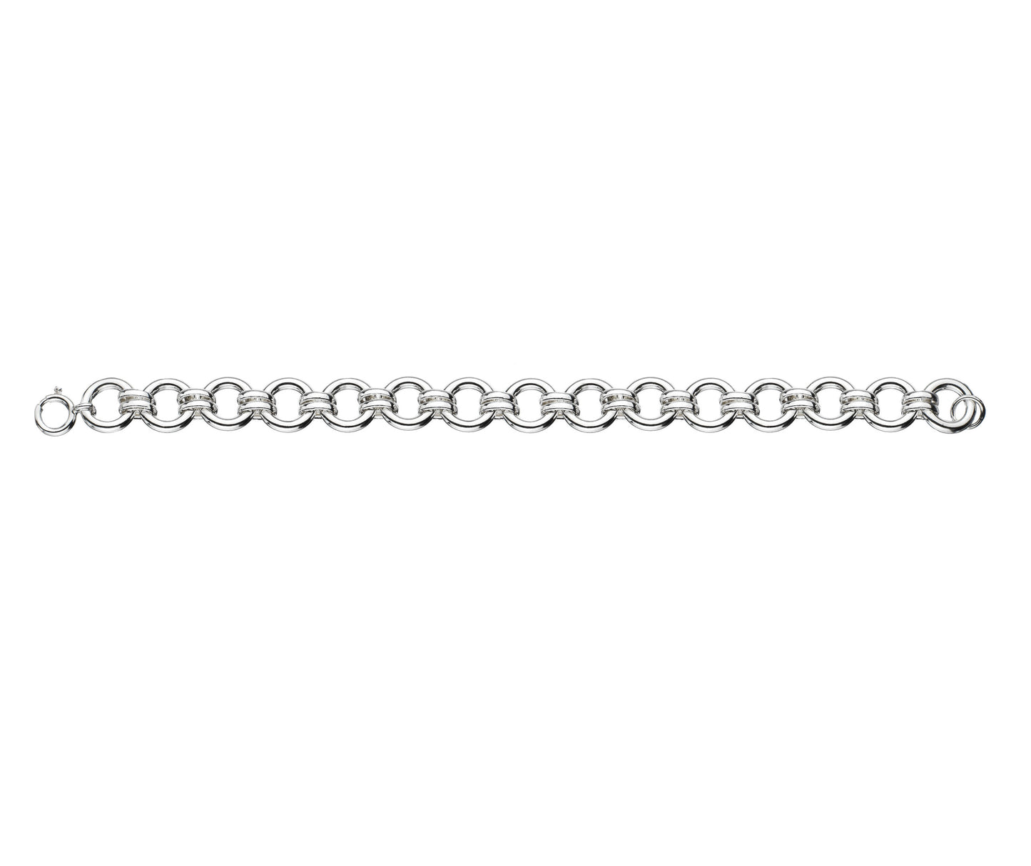 Sterling Silver Round Link 21cm Bracelet