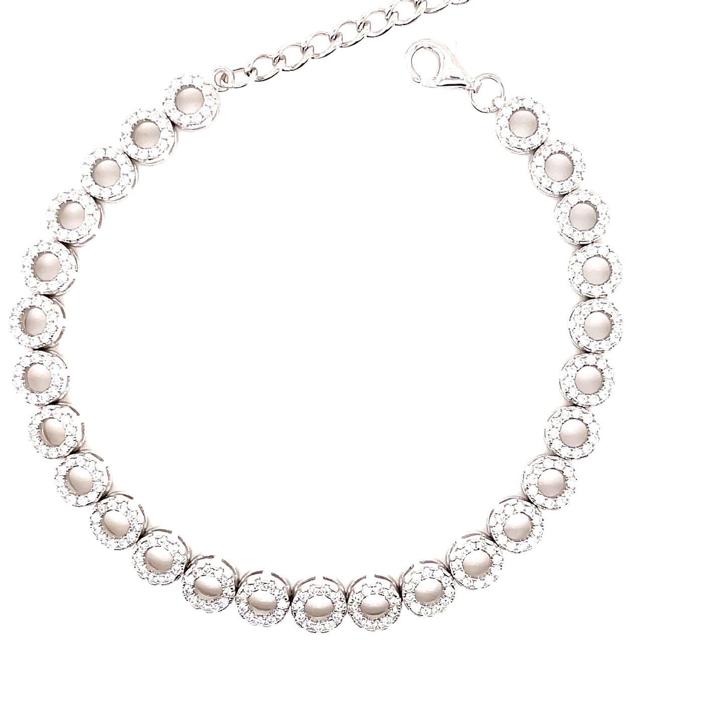 Sterling Silver Cubic Zirconia Open Circle Bracelet