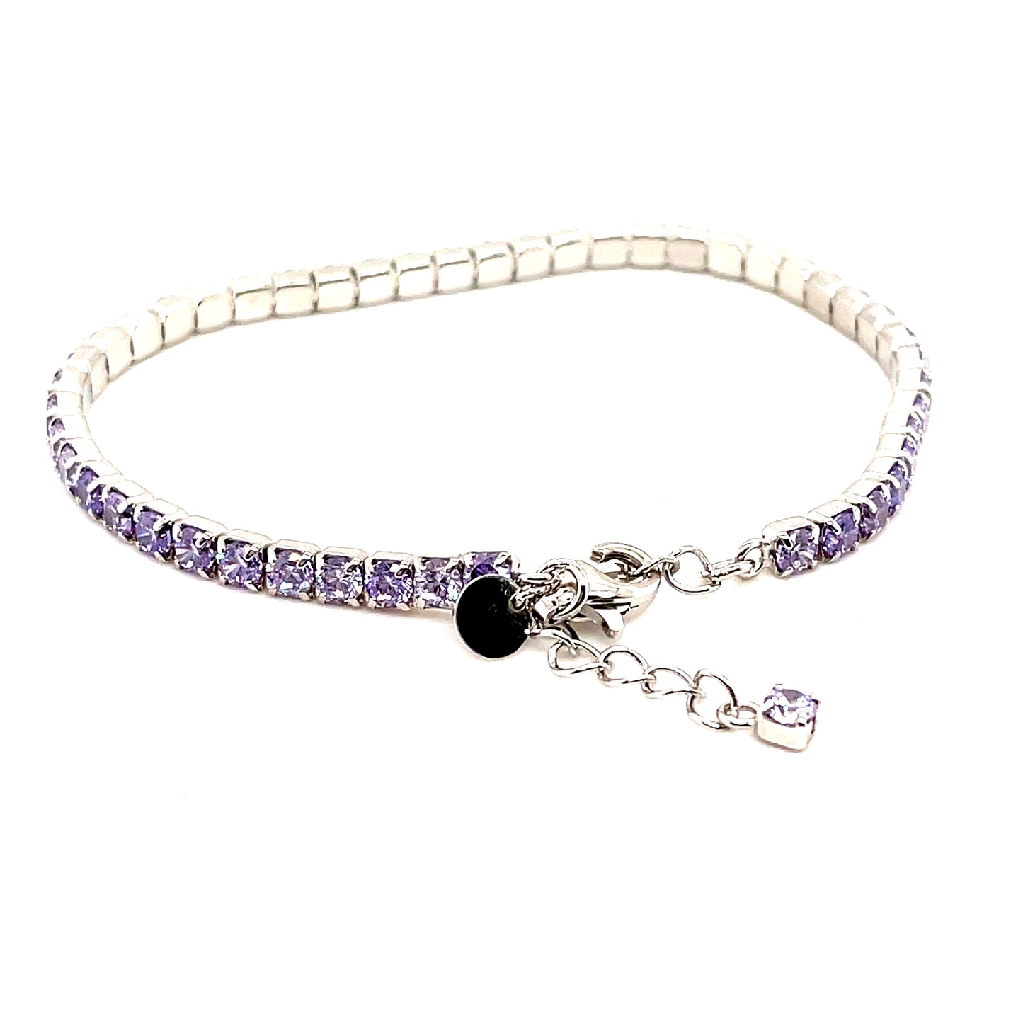Sterling Silver Tennis Bracelet With Lavender Cubic Zirconia