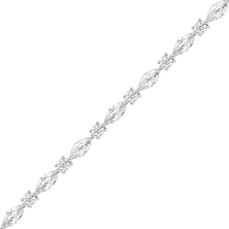 Sterling Silver Cubic Zirconia Marquise Bracelet