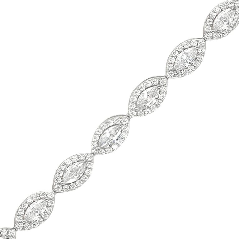 Sterling Silver Oval Cluster Cubic Zirconia Bracelet