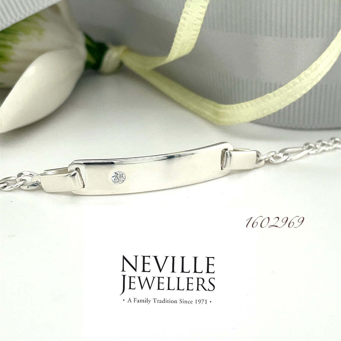 Sterling Silver Id Bracelet Figaro Link