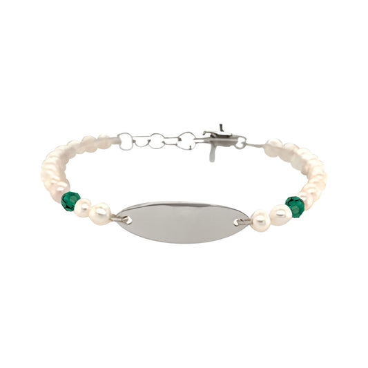 Sterling Silver Pearl Birthstone Bracelet May