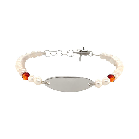 Sterling Silver Pearl Birthstone Bracelet November