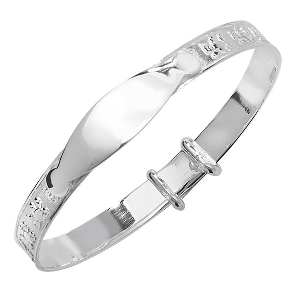 Sterling Silver Teddy Bear Id Baby Bangle