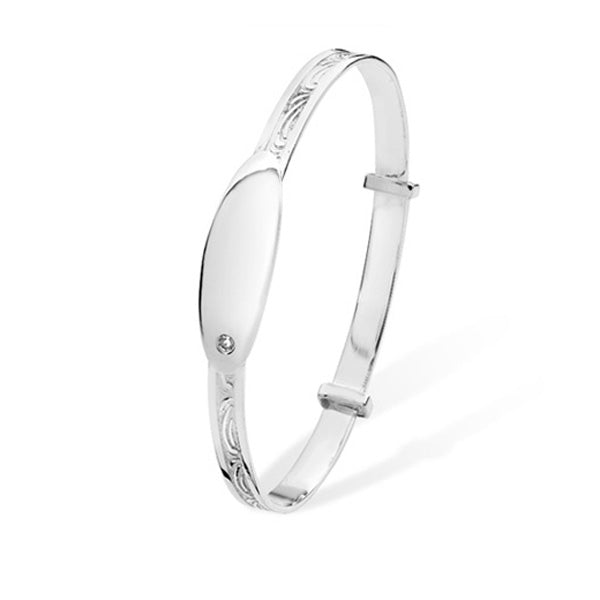 Sterling Silver Clear Stone Baby Bangle