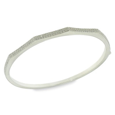 Sterling Silver Cubic Zirconia Wave Bangle
