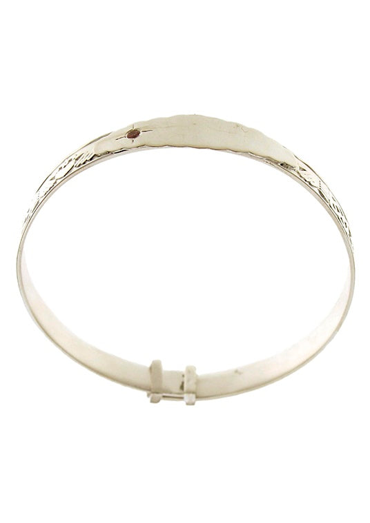 Sterling Silver Pink Stone Celtic Baby Bangle