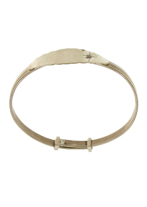 Sterling Silver Plain With Cubic Zirconia Stone Baby Bangle