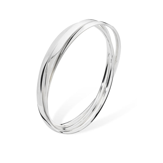 Sterling Silver 3row Plain Bangle