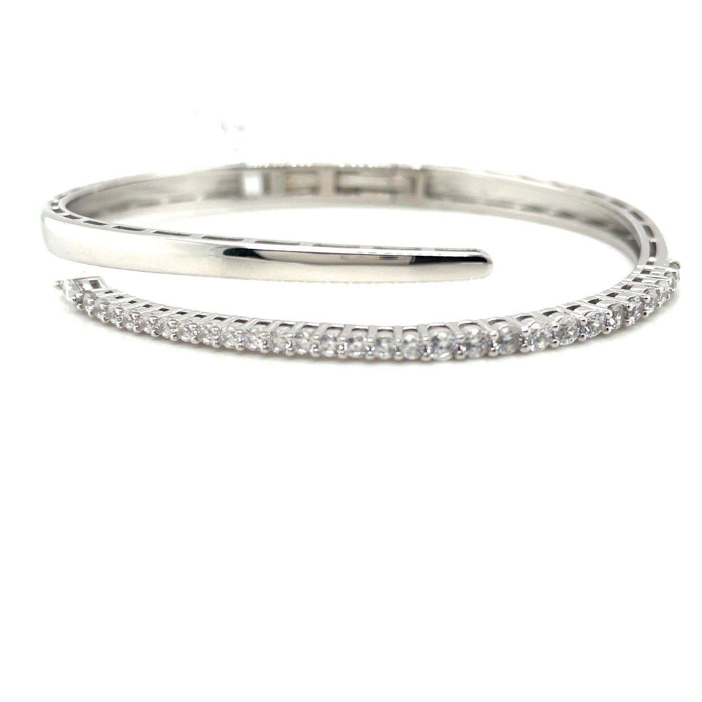 Sterling Silver Bangle Split Cubic Zirconia