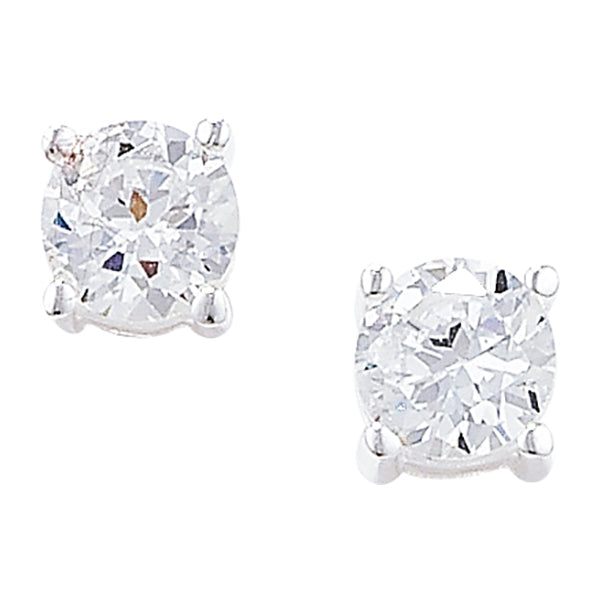 Sterling Silver Cubic Zirconia 4mm Stud Earring