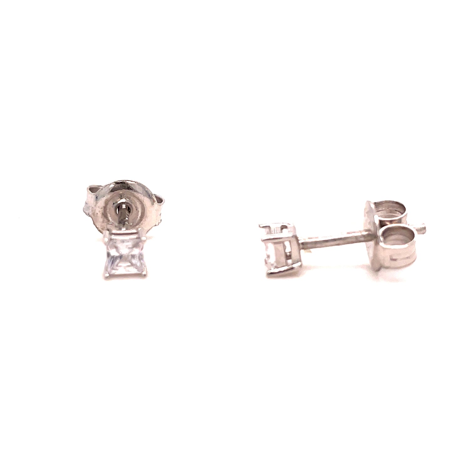 Sterling Silver 3mm Square Cubic Zirconia Stud Earring