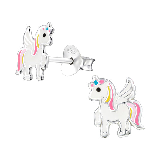Sterling Silver Unicorn Stud Earring
