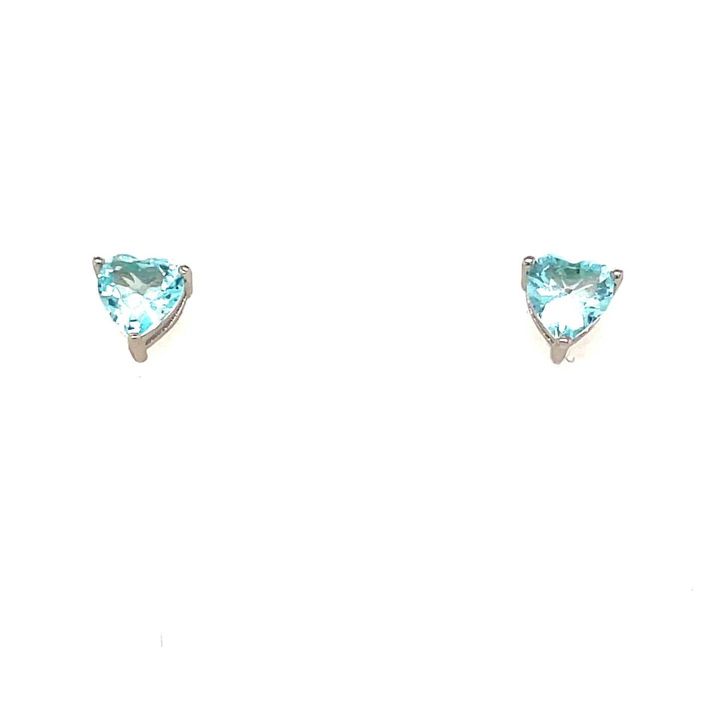 Sterling Silver Blue Cubic Zirconia Heart Stud Earring