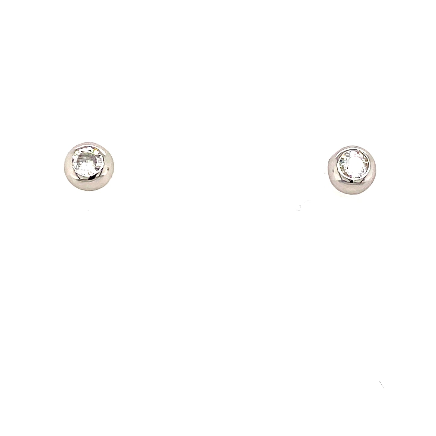 Sterling Silver Cubic Zirconia Rubover Stud Earring
