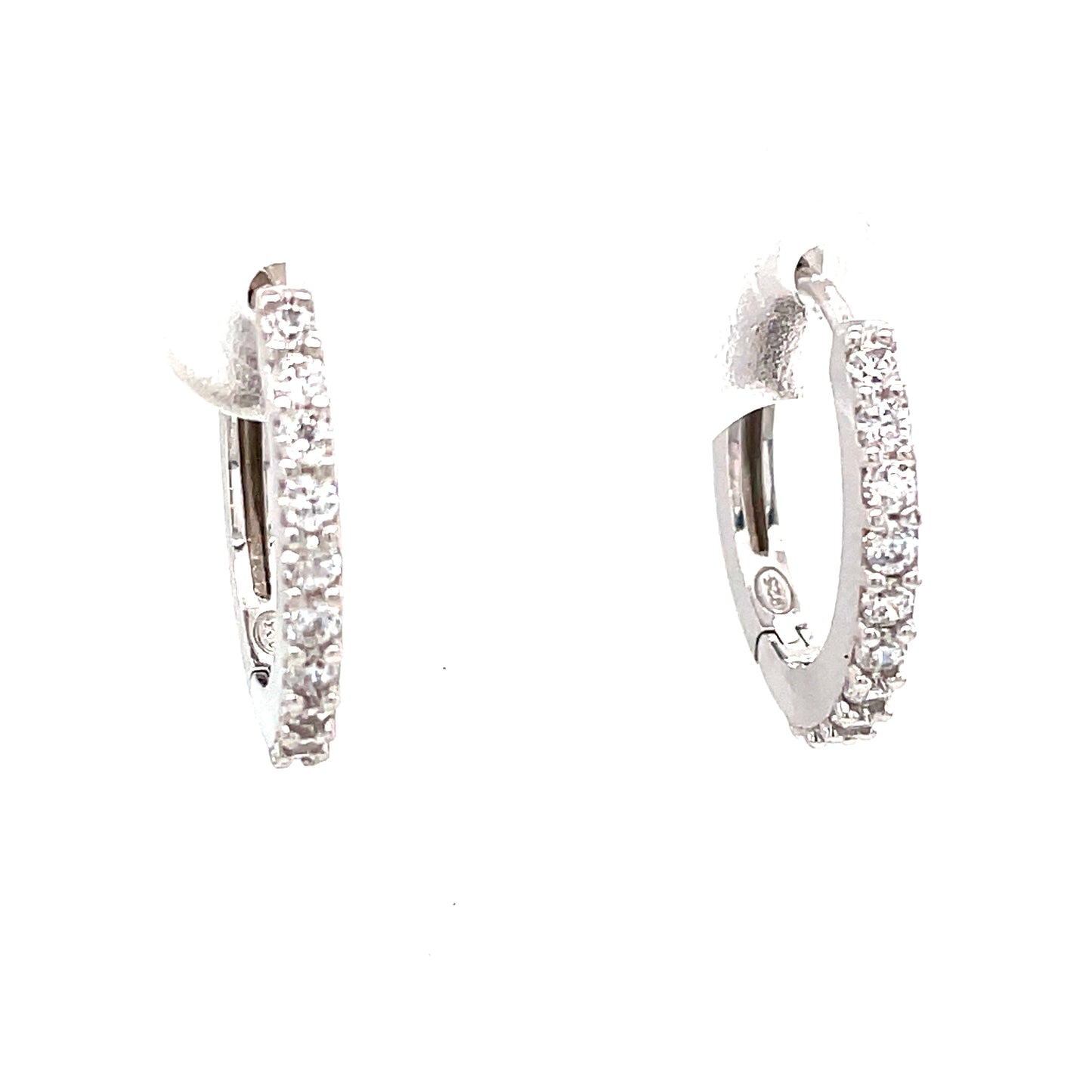 Sterling Silver Ten Stone Cubic Zirconia Hoop Earring