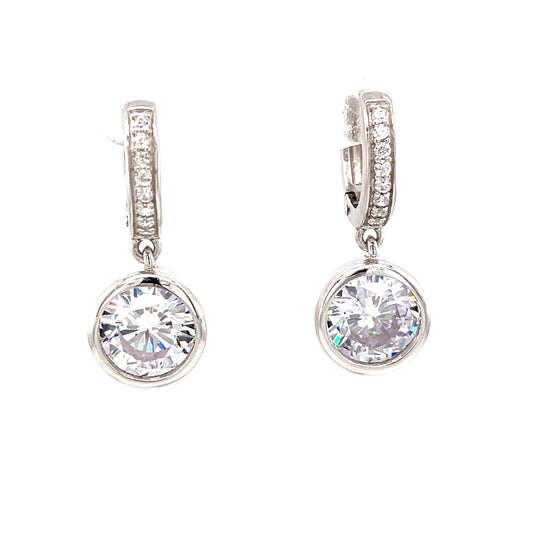 Sterling Silver Cubic Zirconia Drop Hoop Earring