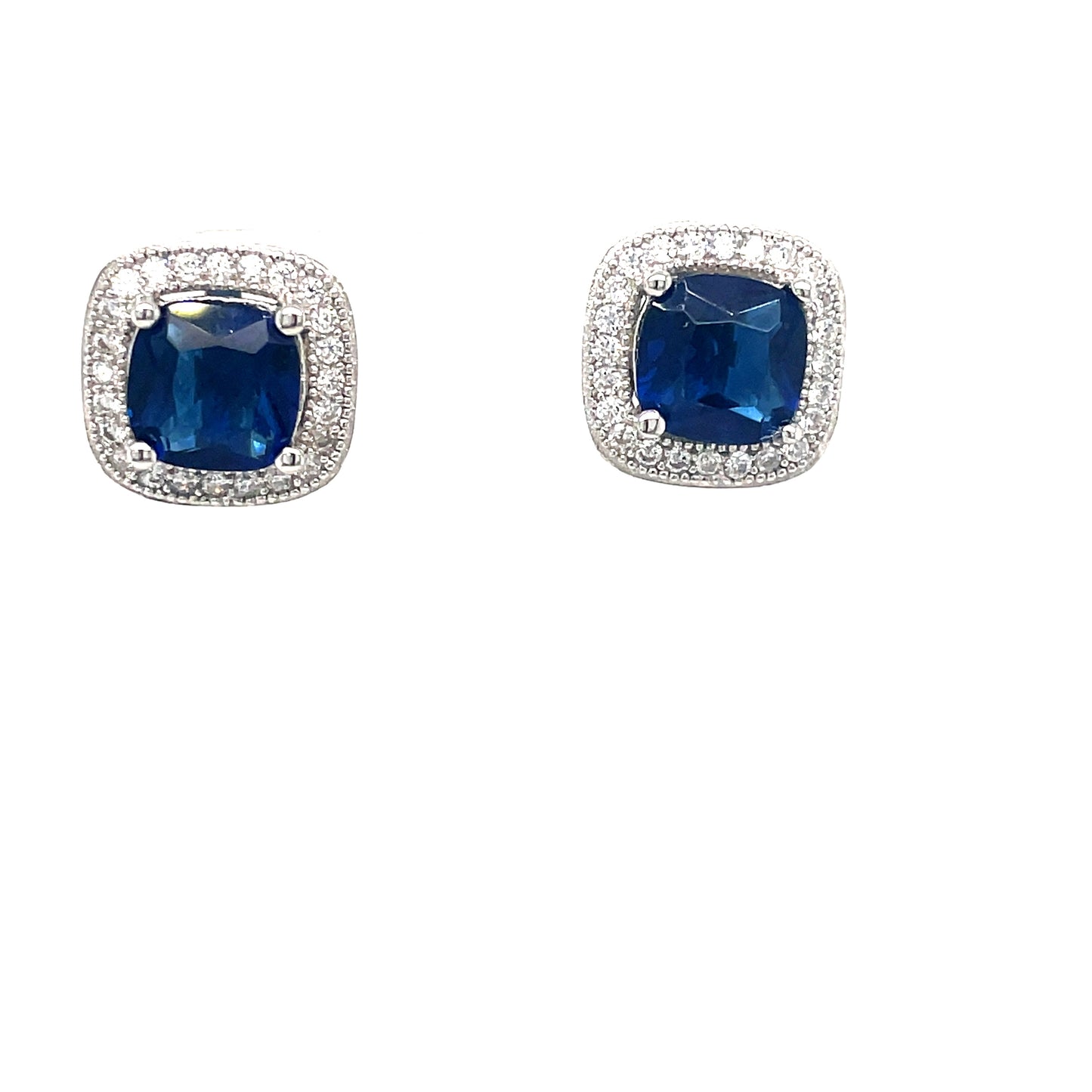 Sterling Silver Blue Cubic Zirconia Stud Earring