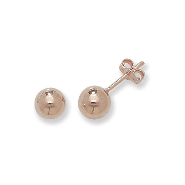 Sterling Silver 7mm Ball Earrings In Rose