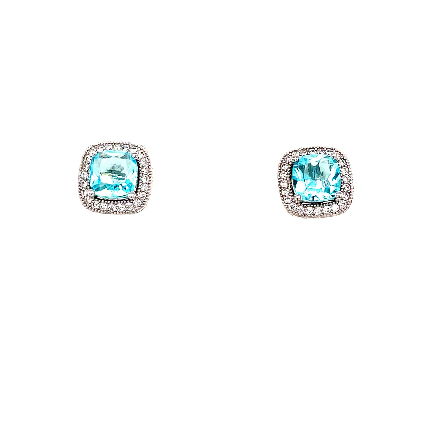 Sterling Silver Blue Cubic Zirconia Stud Earring