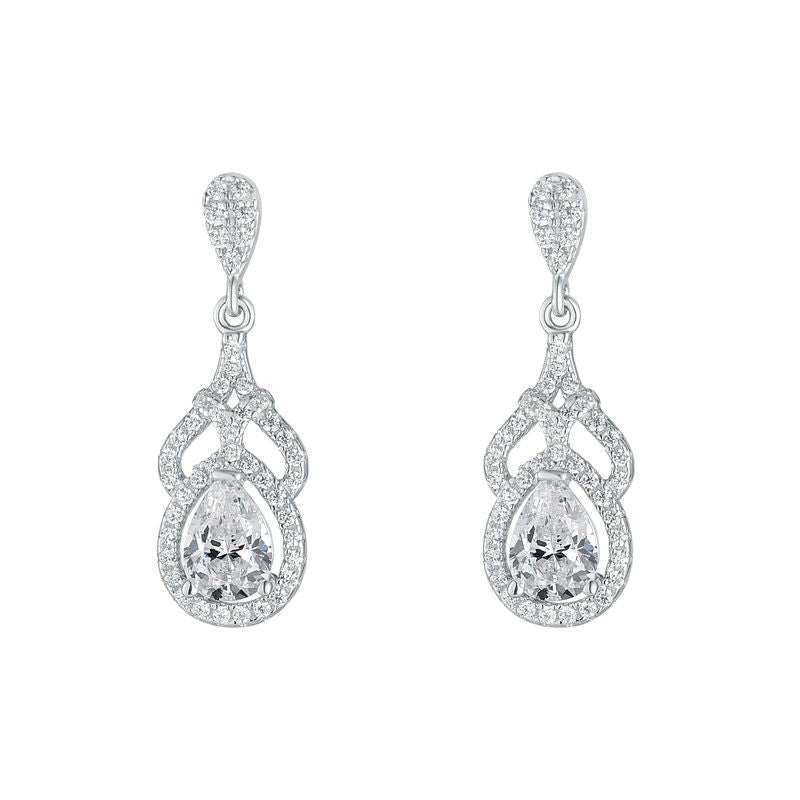 Sterling Silver Pear Cubic Zirconia Fancy Drop Earring