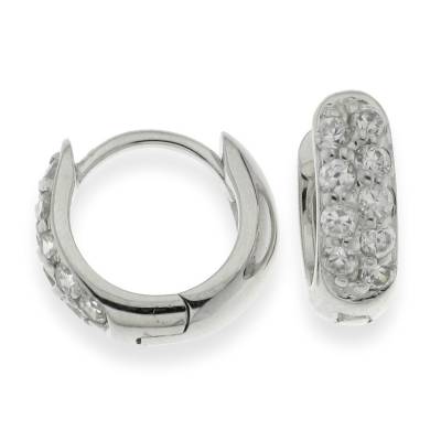 Sterling Silver Cubic Zirconia Huggy Earrings
